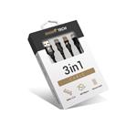 RhinoTech 3v1 USB-A kabel Micro + Lightning + Type-C 1.2m černá