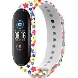 Rhinotech remienok pre Xiaomi Mi Band 6 biely - kvetinový motív