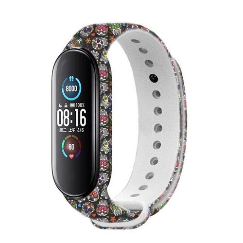 Rhinotech řemínek pro Xiaomi Mi Band 6 černá - motiv lebky