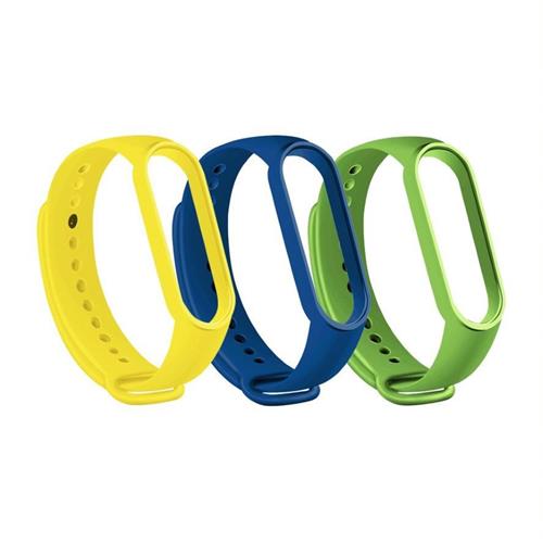 RhinoTech řemínky pro Xiaomi Mi Band 5  (3-pack tmavě modrá, žlutá, zelená)