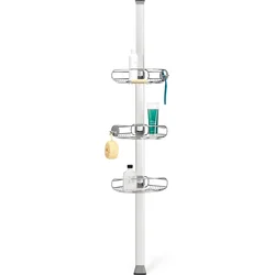 Rohová tyč s nastavitelnými poličkami do sprchy Simplehuman, nerez / hliník, 152 -243cm