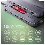 Rozbočovač AXAGON HMC-12GM2 USB-C 10Gbps GEN2COMBO 12v1