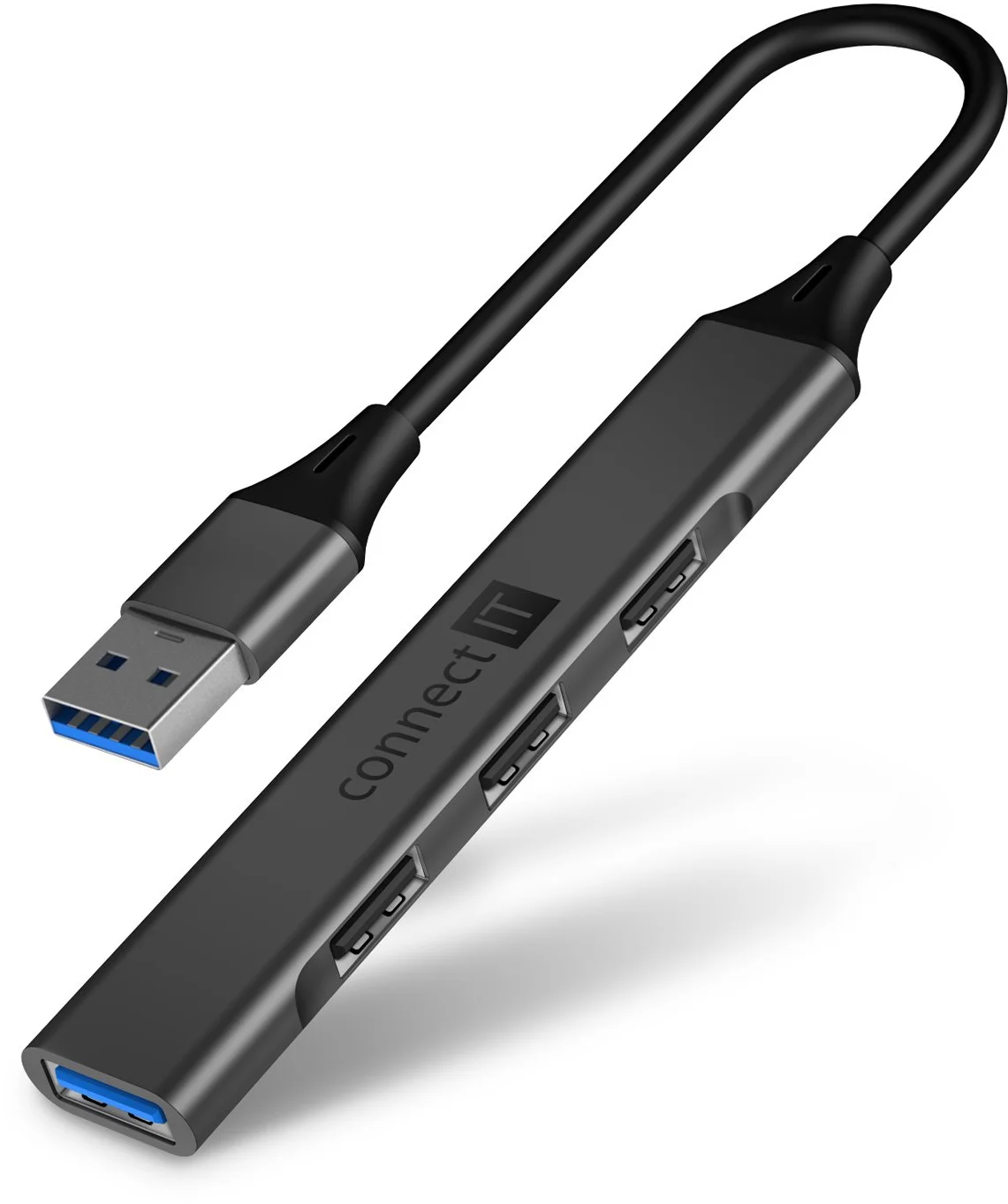 Rozbočovač Connect IT USB-A, (1xUSB-A 3.0, 3xUSB-A 2.0), externý, antracitová