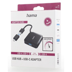 Rozbočovač USB Hama, 4 porty, USB 3.2 Gen 1, adaptér USB-C