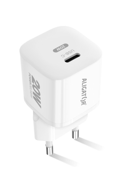Rychlá nabíječka ALIGATOR Mini, PD 20W USB-C, bílá