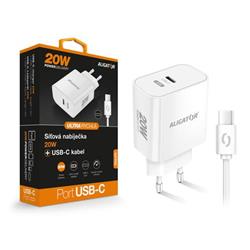 Rychlá nabíječka ALIGATOR PD 20W USB-C, USB-C/USB-C kabel, bílá