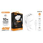 Rychlá nabíječka ALIGATOR, PD 40W, 2xUSB-C, USB-C/Lightning kabel, bílá