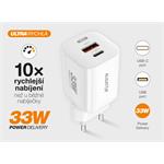 Rýchlonabíjačka ALIGATOR GaN, PD 33W USB + USB-C, biela