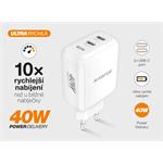 Rýchlonabíjačka ALIGATOR, PD 40W 2xUSB-C, biela