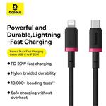 Rychlonabíjecí kabel Baseus Dura USB-C/Lightning 1m 20W černo červený