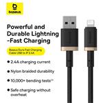 Rychlonabíjecí kabel Baseus Dura USB/Lightning 2m 2.4A černo zlatý