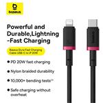 Rychlonabíjecí kabel Baseus Dura USB/Lightning 2m 20W černo červený