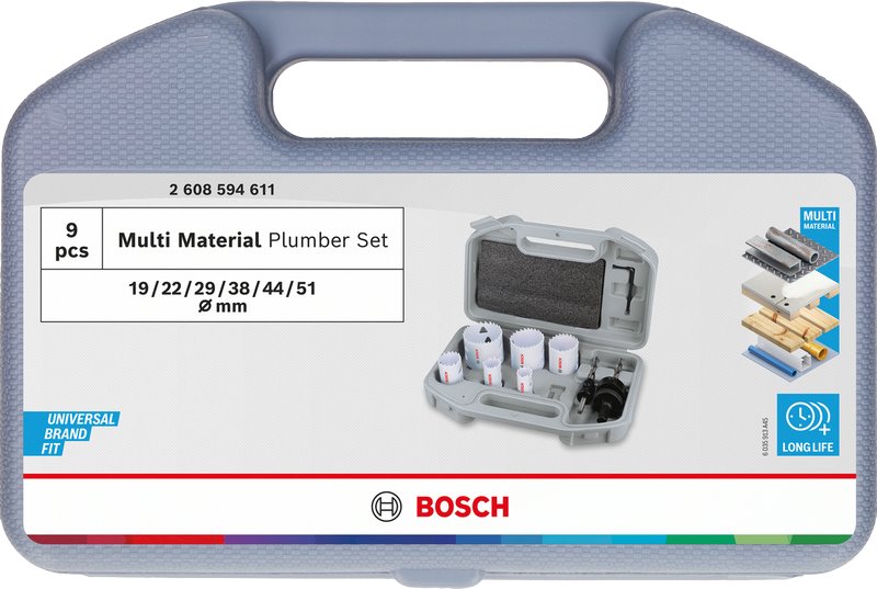 Sada závitových dierovačov BOSCH pre rôzne materiály, 19; 22; 29; 38; 44; 51 × 40 mm (2.608.594.611)