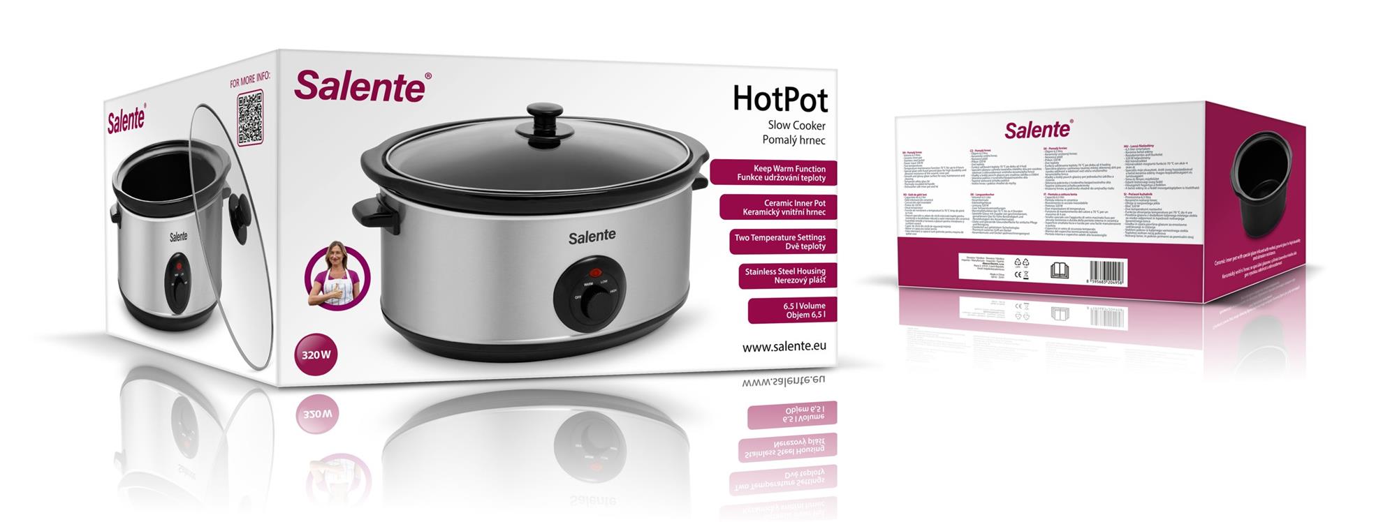 Salente HotPot, pomalý hrnec, 6,5 l, manuální ovládání, nerez