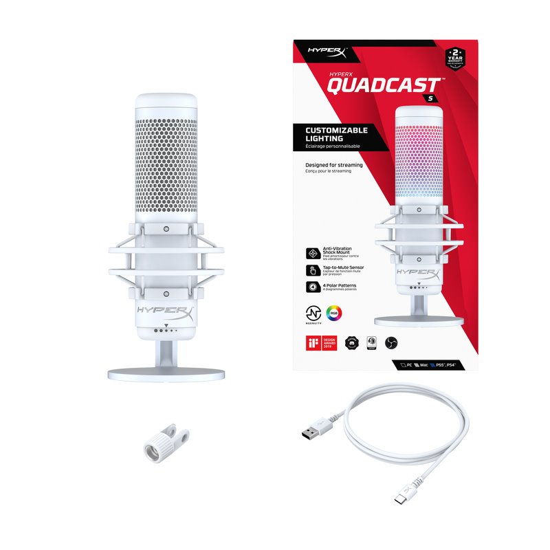 Samostatný mikrofón HyperX QuadCast S - biely