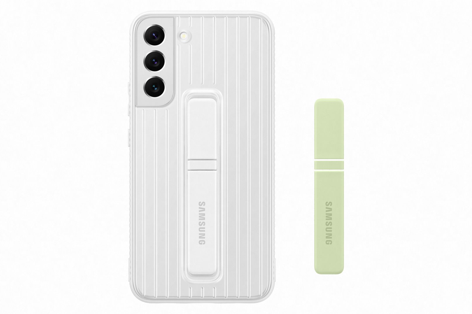 Samsung tvrdený ochranný zadný kryt so stojanom EF-RS906C pre Galaxy S22 biely