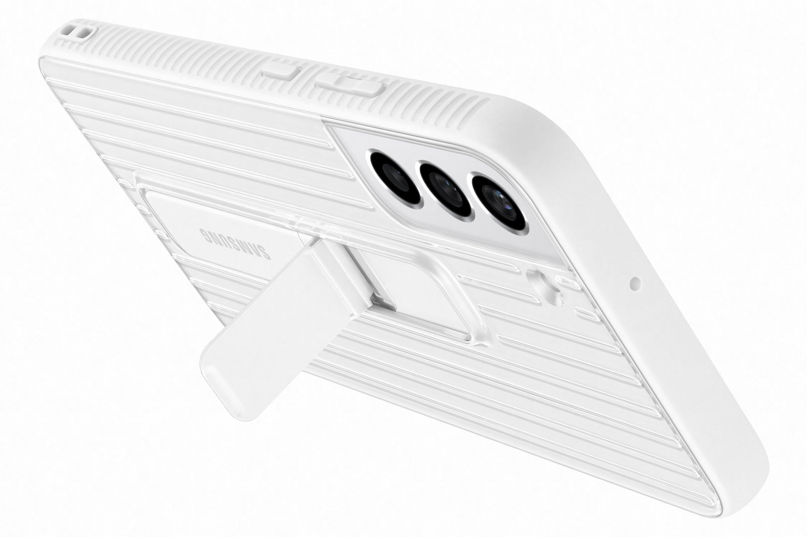 Samsung tvrdený ochranný zadný kryt so stojanom EF-RS906C pre Galaxy S22 biely