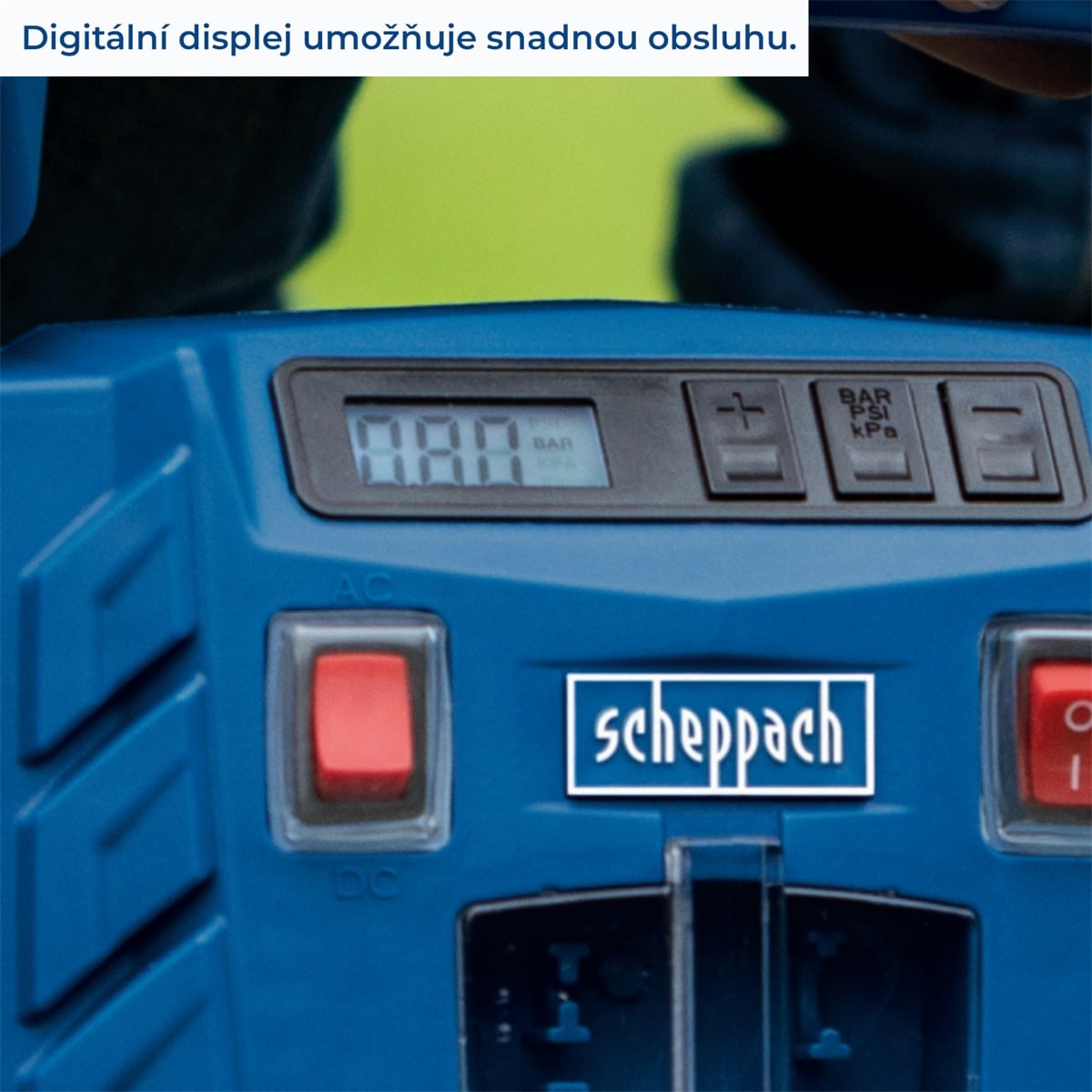 Scheppach Air Force 5 – bezolejový prenosný kompresor s tlakom 8 bar, napájanie 12 V/230 V
