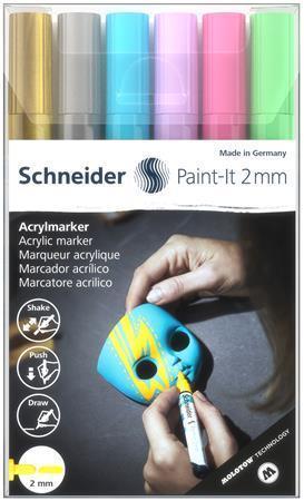SCHNEIDER Akrylové popisovače "Paint-It 310", sada 6 barev, 2 mm