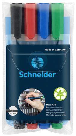 SCHNEIDER Permanentní popisovač "Maxx 130", mix barev, 4ks, 1-3mm, kuželový hrot