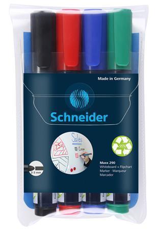 SCHNEIDER Popisovač na biele tabule a flipchart "Maxx 290", 4 farby, 1-3 mm, zúžený hrot