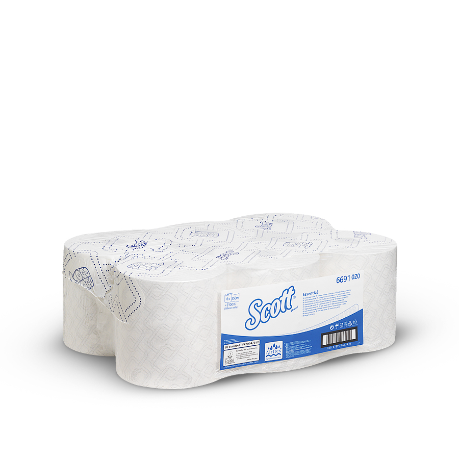 SCOTT Essential uteráky, biele, kartón = 6 roliek x 350 m