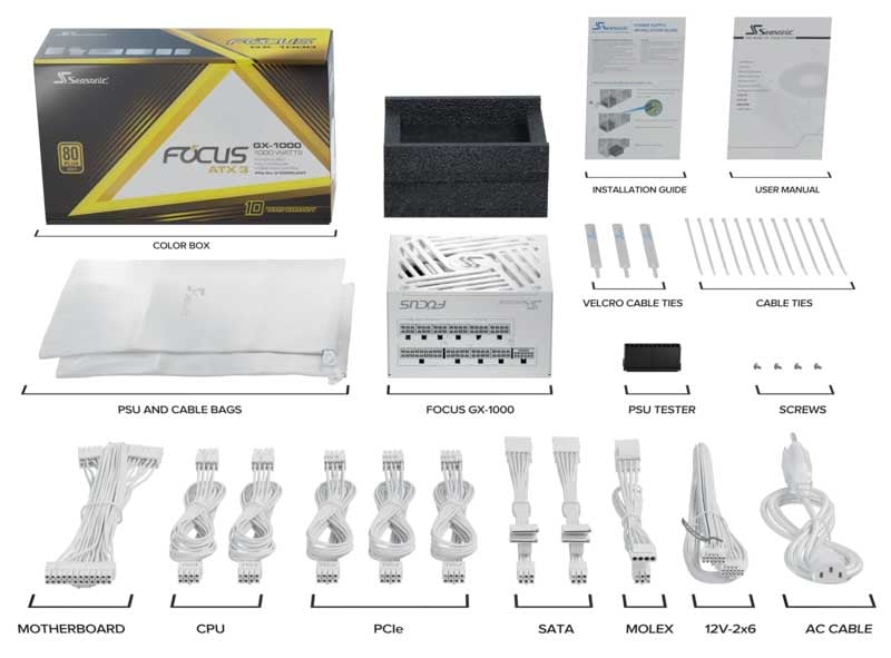 Seasonic FOCUS GX WHITE 1000W ATX 3 2024 V4
