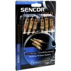 Sencor 3x Cinch/RCA konektor - 3x Cinch/RCA konektor, pozlacený, délka 0,8 m