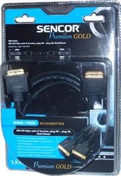 Sencor DVI 24+5pin se 2 ferity, konektor/M - konektor/M, pozlacený, délka 5 m