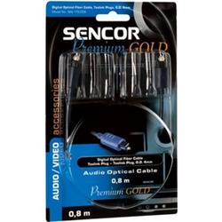 Sencor Optický kabel, Toslink konektor - Toslink konektor, pozlacený, průměr 4 mm, délka 0,8 m