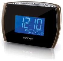 SENCOR Radiobudík s teploměrem a kalendářem SRC 120B bronzový, podsvícený displej, AM/FM rádio