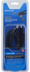 Sencor SAV 178-015 HDMI kabel A-A R.FL.V1.4 PG,Plochý kabel,rotační konektor,černý,1,5 metru