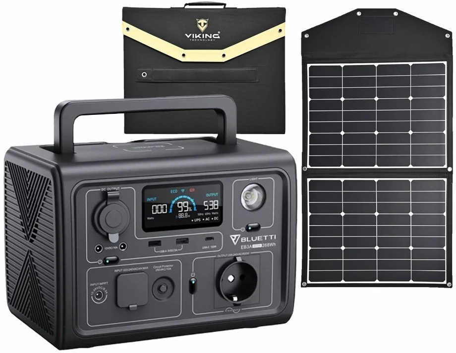 Set bateriový generátor BLUETTI EB3A a solární panel Viking L90