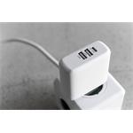 Set síťové nabíječky FIXED s USB-C a 2xUSB výstupem a USB-C/USB-C kabelu, podpora PD, 45W, bílý