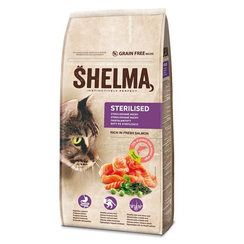 SHELMA Cat Sterilised Salmon GF 8 kg granule pro kastrované kočky