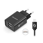 Sieťová nabíjačka ALIGATOR MicroUSB 2xUSB 2,4A, smart IC, čierna
