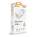 Sieťová nabíjačka ALIGATOR s výstupom 2xUSB, 2,4 A, inteligentný IC, biela