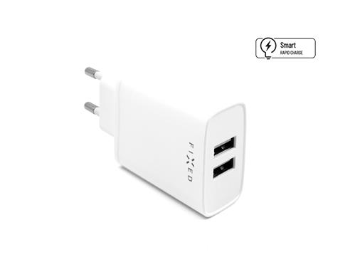 Sieťová nabíjačka FIXED s výstupom 2xUSB, 15W Smart Rapid Charge, biela
