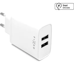 Sieťová nabíjačka FIXED s výstupom 2xUSB, 15W Smart Rapid Charge, biela