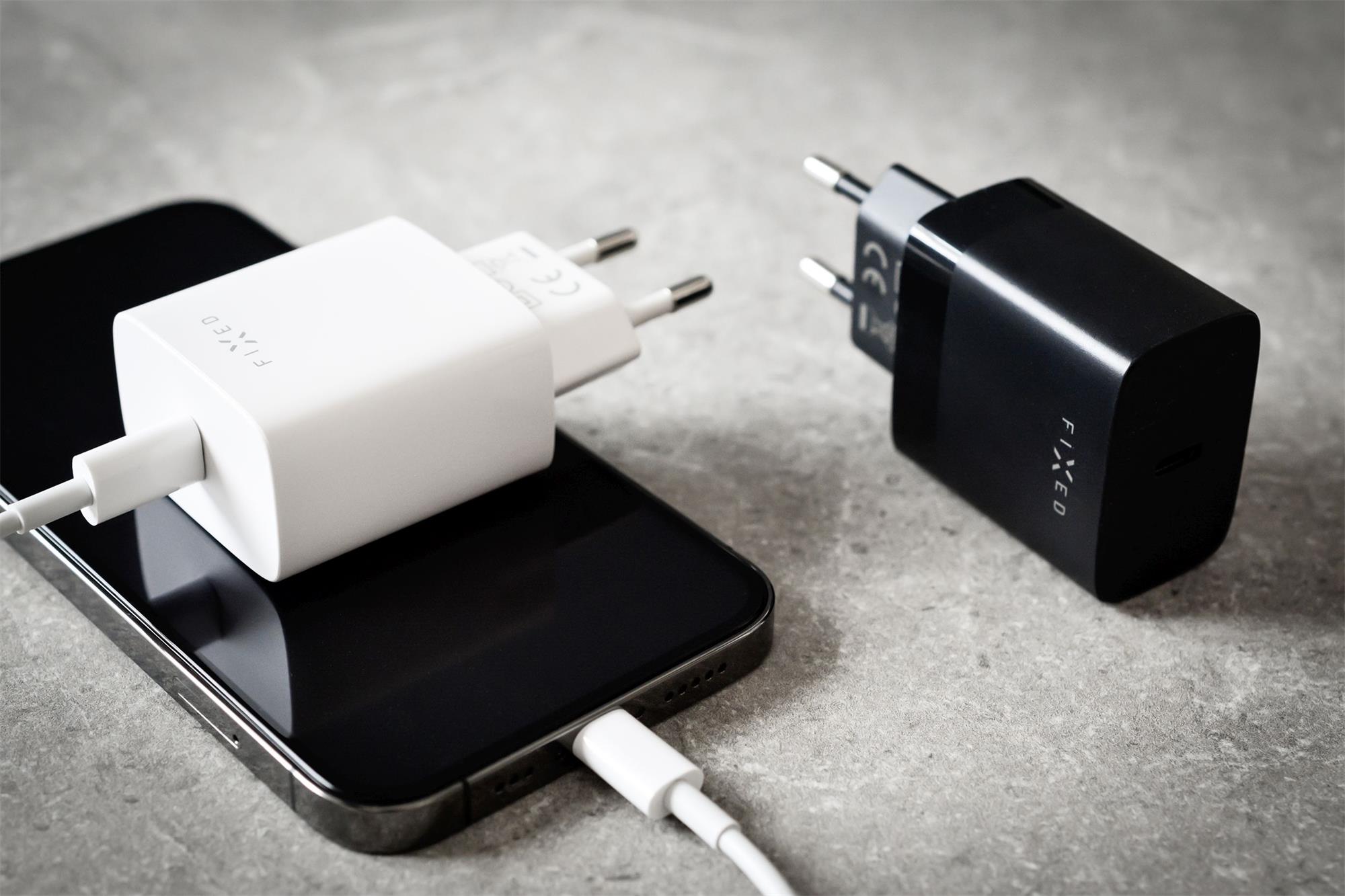 Sieťová nabíjačka FIXED s výstupom USB-C a podporou PD, 20 W, biela