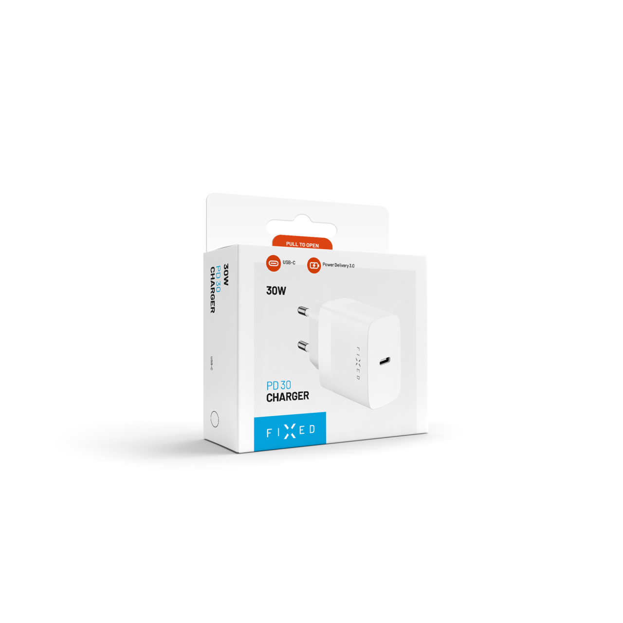 Sieťová nabíjačka FIXED s výstupom USB-C a podporou PD, 30 W, biela