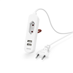 Sieťová nabíjačka Hama s predlžovacím káblom, 2x USB-A, 1x el. Euro zásuvka, 1,9 m