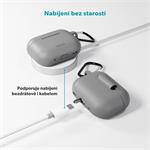 Silikónové puzdro Epico s karabínou | AirPods Pro 3 | sivé | bezpečnostná karabína