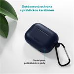 Silikónové puzdro Epico s karabínou | AirPods Pro 3 | tmavomodré | bezpečnostná karabína