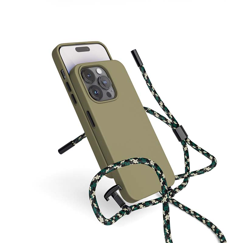 Silikónové puzdro EPICO so šnúrkou pre iPhone 14 Plus (6,7") – zelené