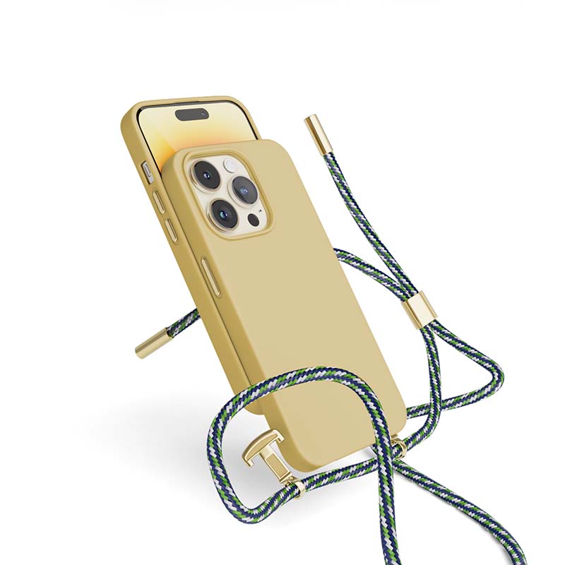 Silikónový kryt EPICO so šnúrkou na zavesenie pre iPhone 14 Plus (6,7") - pieskový