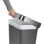 Simplehuman Pedal bin 45 l, vrecko na tašku, obdĺžnikový tvar, sivý plast / nerezová oceľ