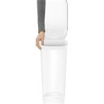 Simplehuman pedálový odpadkový koš, 40 l, bílý plast, úzký, oválný, s nerez krytem sáčku