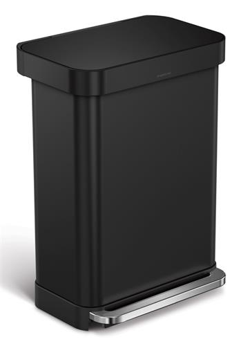 Simplehuman Pedálový odpadkový koš 55 l, matná černá ocel, kapsa na sáčky