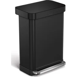 Simplehuman Pedálový odpadkový koš 55 l, matná černá ocel, kapsa na sáčky